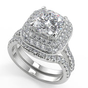 Cecelia Double Halo Pave Cushion Cut Diamond Engagement Ring - Nivetta